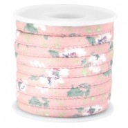 Trendy gestikt koord bloemetjes 5.5x4mm Antique pink 